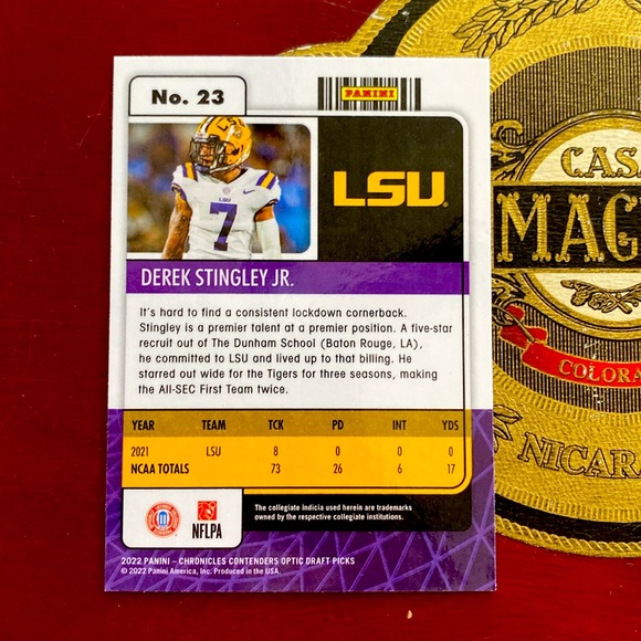 Derek Stingley jr College Ticket Card - Picture 2 of 2